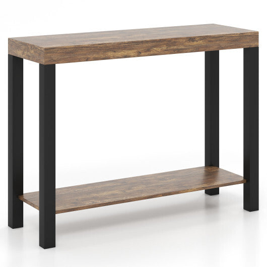 2-Tier Home Bar Table with Open Shelves and Storage for Home Kitchen Living Room Pub-Rustic Brown LuxuryLifeWay Online Store