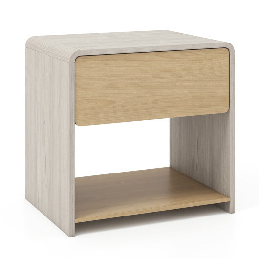 2-Tier Modern Style Nightstand with Drawer and Open Shelf-Oak LuxuryLifeWay Online Store