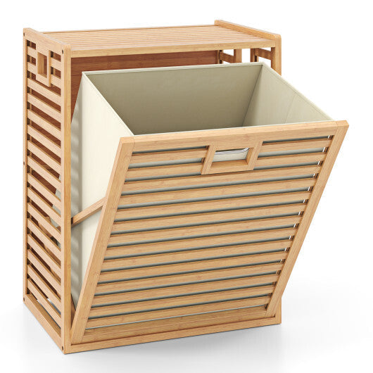 18 Gal Bamboo Tilt-out Laundry Hamper with Removable Fabric Bin-Natural LuxuryLifeWay Online Store