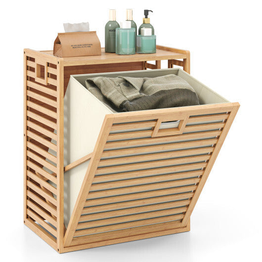 18 Gal Bamboo Tilt-out Laundry Hamper with Removable Fabric Bin-Natural LuxuryLifeWay Online Store