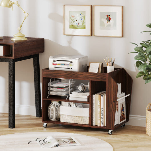 3-Tier Side End Table with Universal Wheels-Walnut LuxuryLifeWay Online Store