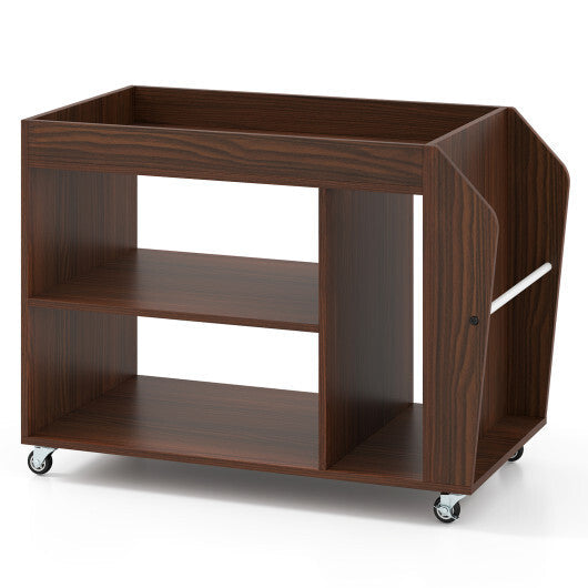 3-Tier Side End Table with Universal Wheels-Walnut LuxuryLifeWay Online Store