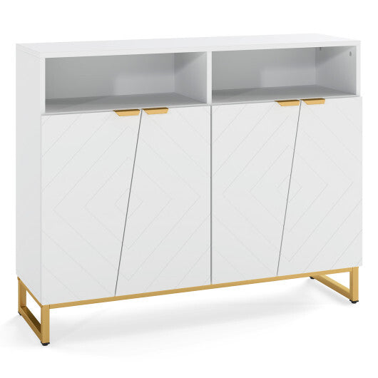 Modern Sideboard Cabinet with 4 Doors and Adjustable Shelves-White LuxuryLifeWay Online Store