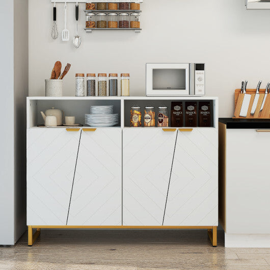 Modern Sideboard Cabinet with 4 Doors and Adjustable Shelves-White LuxuryLifeWay Online Store