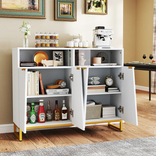 Modern Sideboard Cabinet with 4 Doors and Adjustable Shelves-White LuxuryLifeWay Online Store
