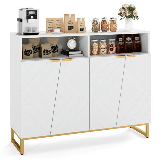 Modern Sideboard Cabinet with 4 Doors and Adjustable Shelves-White LuxuryLifeWay Online Store
