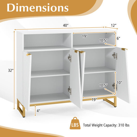 Modern Sideboard Cabinet with 4 Doors and Adjustable Shelves-White LuxuryLifeWay Online Store