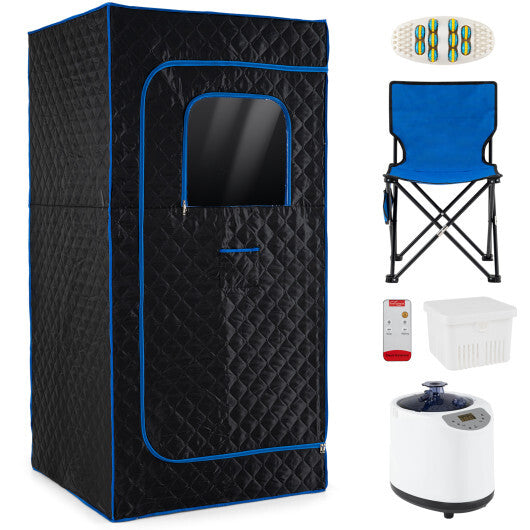 Portable Steam Sauna Box with 3L/1200W Fast-Heat Steamer and 15-Level Temperature-Blue LuxuryLifeWay Online Store