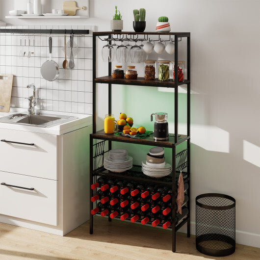 Wine Organizer with Power Outlet and Bottle Holders-Rustic Brown LuxuryLifeWay Online Store
