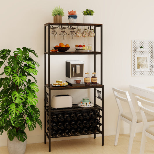 Wine Organizer with Power Outlet and Bottle Holders-Rustic Brown LuxuryLifeWay Online Store