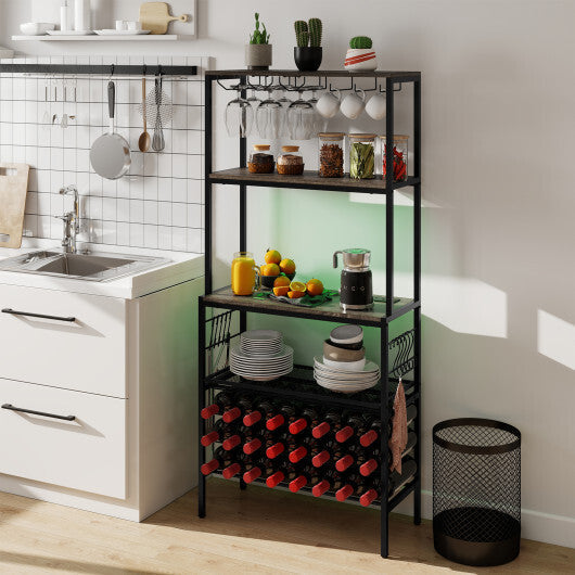 Wine Organizer with Power Outlet and Bottle Holders-Rustic Brown LuxuryLifeWay Online Store