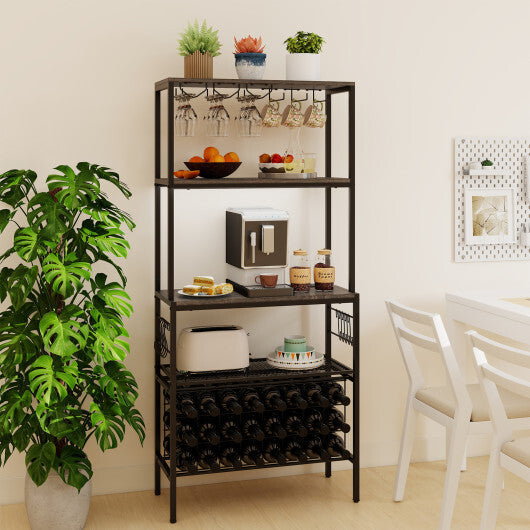Wine Organizer with Power Outlet and Bottle Holders-Rustic Brown LuxuryLifeWay Online Store