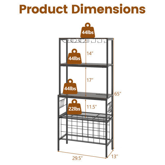 Wine Organizer with Power Outlet and Bottle Holders-Rustic Brown LuxuryLifeWay Online Store