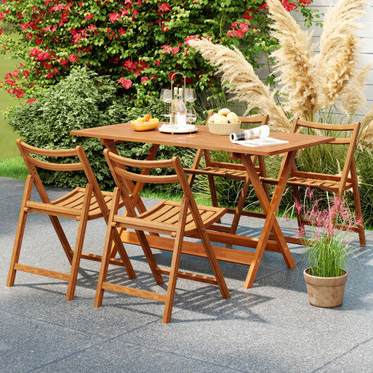 54.5 Inch x 27.5 Inch  Patio Dining Table with Teak Painting and Umbrella Hole LuxuryLifeWay Online Store