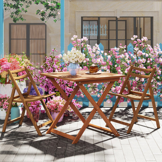 29.5 Inch x 29.5 Inch  Patio Dining Table with Teak Painting and Umbrella Hole LuxuryLifeWay Online Store