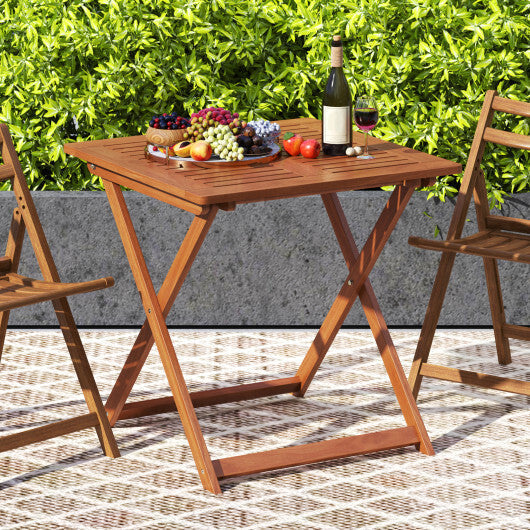 29.5 Inch x 29.5 Inch  Patio Dining Table with Teak Painting and Umbrella Hole LuxuryLifeWay Online Store