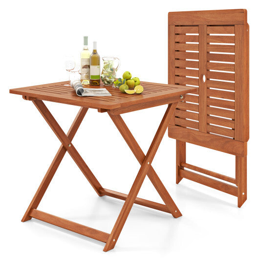 29.5 Inch x 29.5 Inch  Patio Dining Table with Teak Painting and Umbrella Hole LuxuryLifeWay Online Store