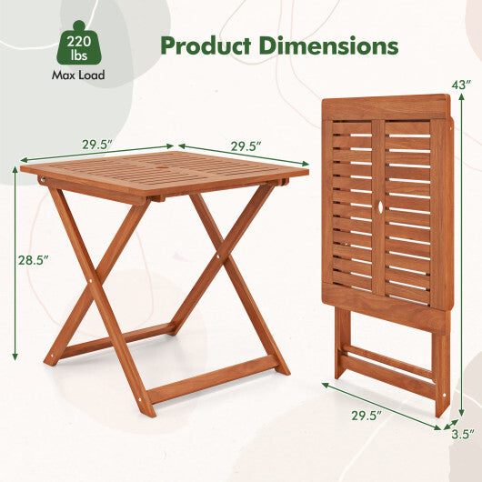 29.5 Inch x 29.5 Inch  Patio Dining Table with Teak Painting and Umbrella Hole LuxuryLifeWay Online Store