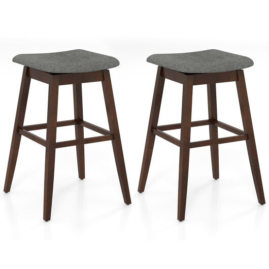Swivel Bar Stools Set of 2 with Footrest and Rubber Wood Legs-Brown LuxuryLifeWay Online Store