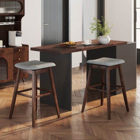 Swivel Bar Stools Set of 2 with Footrest and Rubber Wood Legs-Brown LuxuryLifeWay Online Store