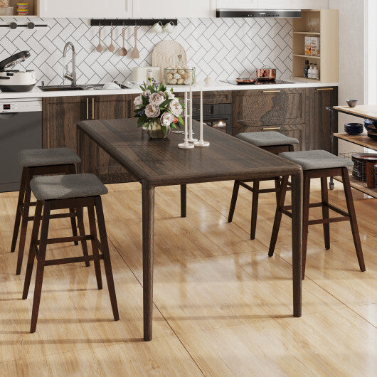 Swivel Bar Stools Set of 2 with Footrest and Rubber Wood Legs-Brown LuxuryLifeWay Online Store