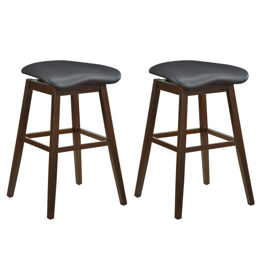 Swivel Bar Stools Set of 2 with Padded Contoured Seat and Footrest-Black & Brown LuxuryLifeWay Online Store
