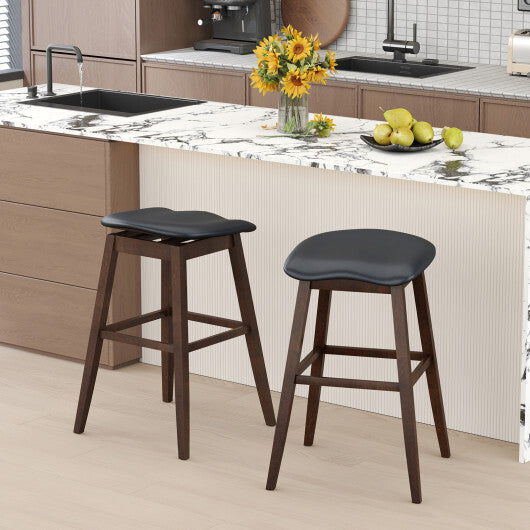 Swivel Bar Stools Set of 2 with Padded Contoured Seat and Footrest-Black & Brown LuxuryLifeWay Online Store