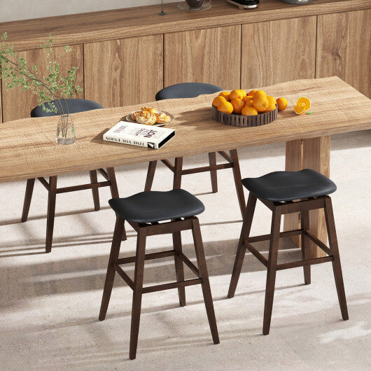 Swivel Bar Stools Set of 2 with Padded Contoured Seat and Footrest-Black & Brown LuxuryLifeWay Online Store