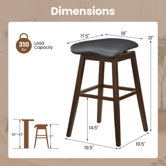 Swivel Bar Stools Set of 2 with Padded Contoured Seat and Footrest-Black & Brown LuxuryLifeWay Online Store