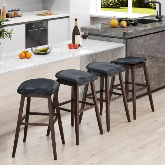 Swivel Bar Stools Set of 2 with Padded Contoured Seat and Footrest-Black & Brown LuxuryLifeWay Online Store