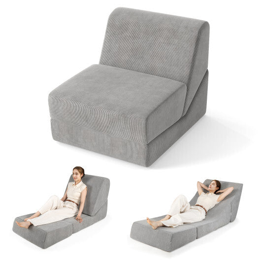 3-in-1 Folding Sofa Bed with Washable Zippered Cover-Gray LuxuryLifeWay Online Store