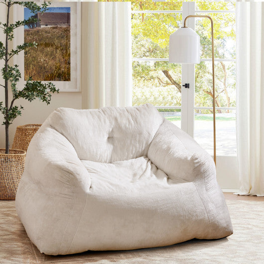Bean Bag Chair Plush Lazy Sofa with Ultra-soft Velvet Cover-Beige LuxuryLifeWay Online Store