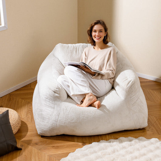 Bean Bag Chair Plush Lazy Sofa with Ultra-soft Velvet Cover-Beige LuxuryLifeWay Online Store