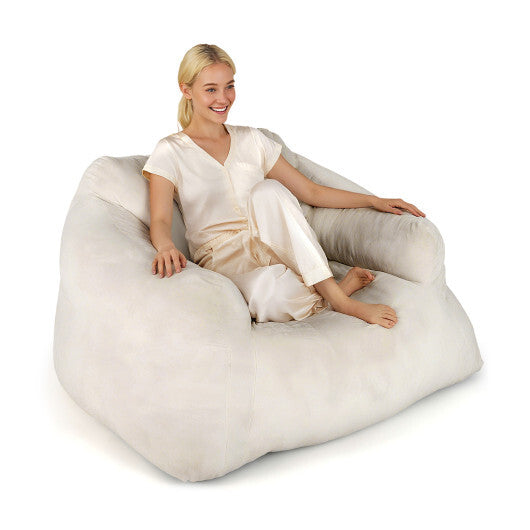 Bean Bag Chair Plush Lazy Sofa with Ultra-soft Velvet Cover-Beige LuxuryLifeWay Online Store
