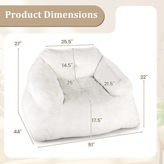 Bean Bag Chair Plush Lazy Sofa with Ultra-soft Velvet Cover-Beige LuxuryLifeWay Online Store