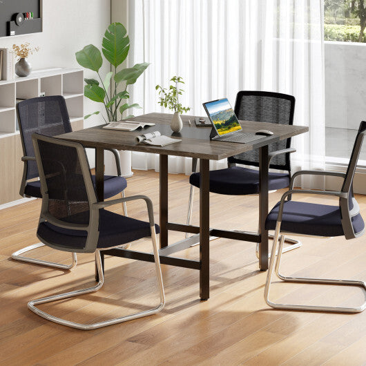 39.5 Inches Square Conference Table Meeting Room Table with Thickened Tabletop-Rustic Brown LuxuryLifeWay Online Store