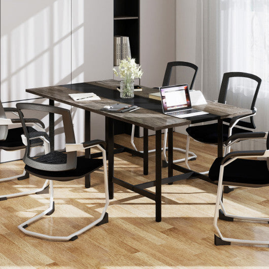 39.5 Inches Square Conference Table Meeting Room Table with Thickened Tabletop-Rustic Brown LuxuryLifeWay Online Store