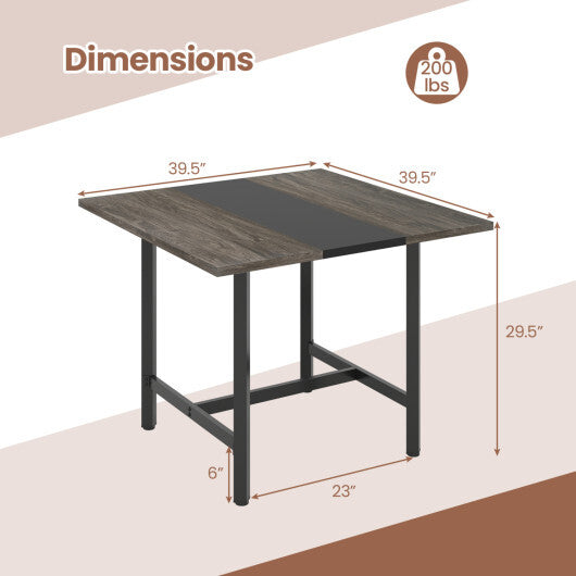 39.5 Inches Square Conference Table Meeting Room Table with Thickened Tabletop-Rustic Brown LuxuryLifeWay Online Store