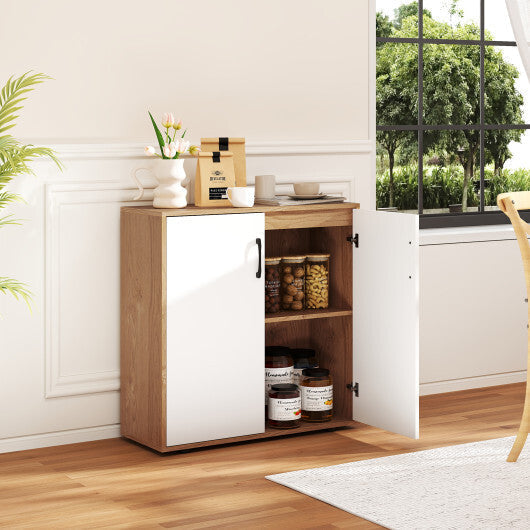 Coffee Bar Cabinet with 5-Position Adjustable Shelf for Living Room Dining Room-Natural - Color: Natural LuxuryLifeWay Online Store