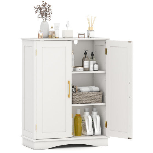 Bathroom Floor Storage Cabinet with 2 Doors and Adjustable Shelves-Black LuxuryLifeWay Online Store