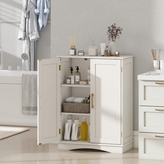 Bathroom Floor Storage Cabinet with 2 Doors and Adjustable Shelves-Black LuxuryLifeWay Online Store