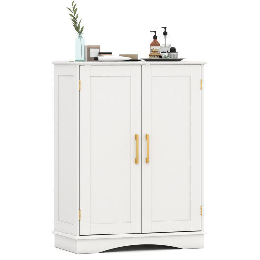 Bathroom Floor Storage Cabinet with 2 Doors and Adjustable Shelves-Black LuxuryLifeWay Online Store