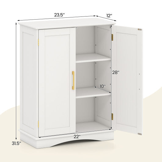 Bathroom Floor Storage Cabinet with 2 Doors and Adjustable Shelves-Black LuxuryLifeWay Online Store