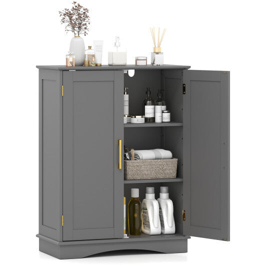 Bathroom Floor Storage Cabinet with 2 Doors and Adjustable Shelves-Black LuxuryLifeWay Online Store