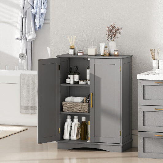 Bathroom Floor Storage Cabinet with 2 Doors and Adjustable Shelves-Black LuxuryLifeWay Online Store