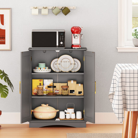 Bathroom Floor Storage Cabinet with 2 Doors and Adjustable Shelves-Black LuxuryLifeWay Online Store