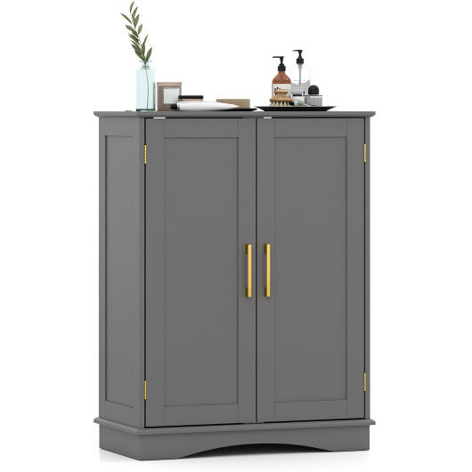 Bathroom Floor Storage Cabinet with 2 Doors and Adjustable Shelves-Black LuxuryLifeWay Online Store