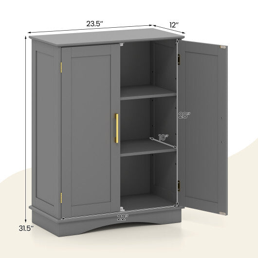 Bathroom Floor Storage Cabinet with 2 Doors and Adjustable Shelves-Black LuxuryLifeWay Online Store