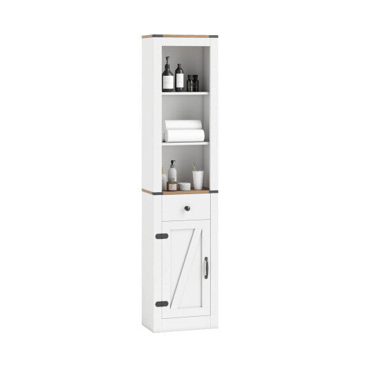 68 inch Tall Bathroom Cabinet with Barn Door Narrow Slim Storage Organizer Unit with Drawer-White LuxuryLifeWay Online Store