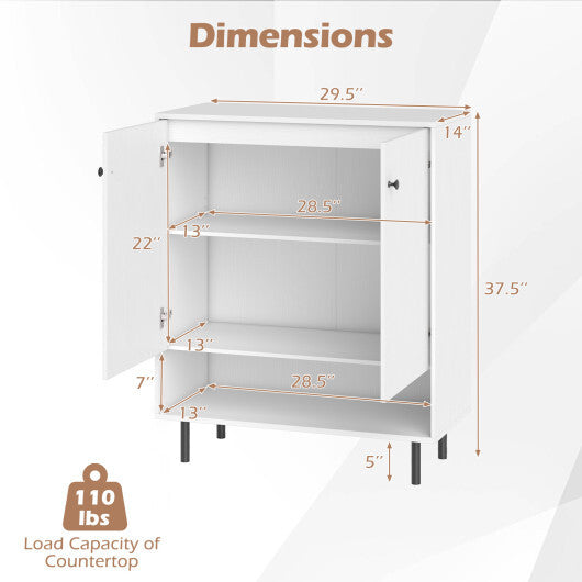 2-Door Sideboard Buffet Cabinet Kitchen with Adjustable Shelf-White LuxuryLifeWay Online Store